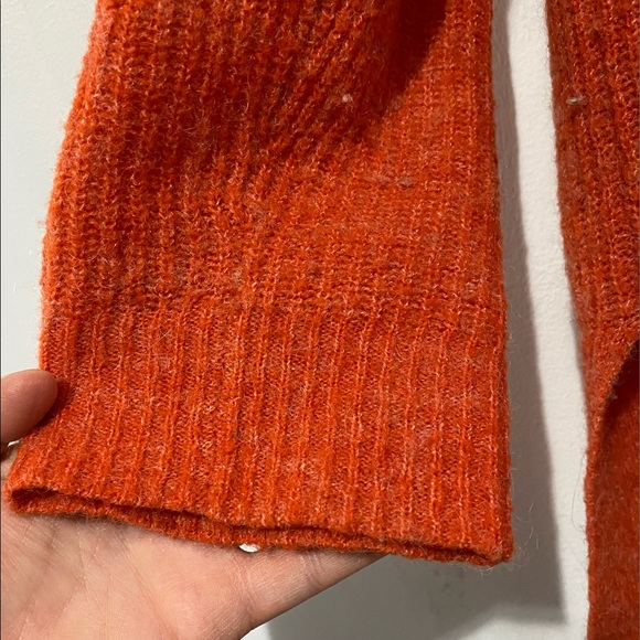 Kaffe Oversized Wool Mohair Blend V-Neck High Low Knit Sweater Burnt Orange XS-M - Picture 7 of 14